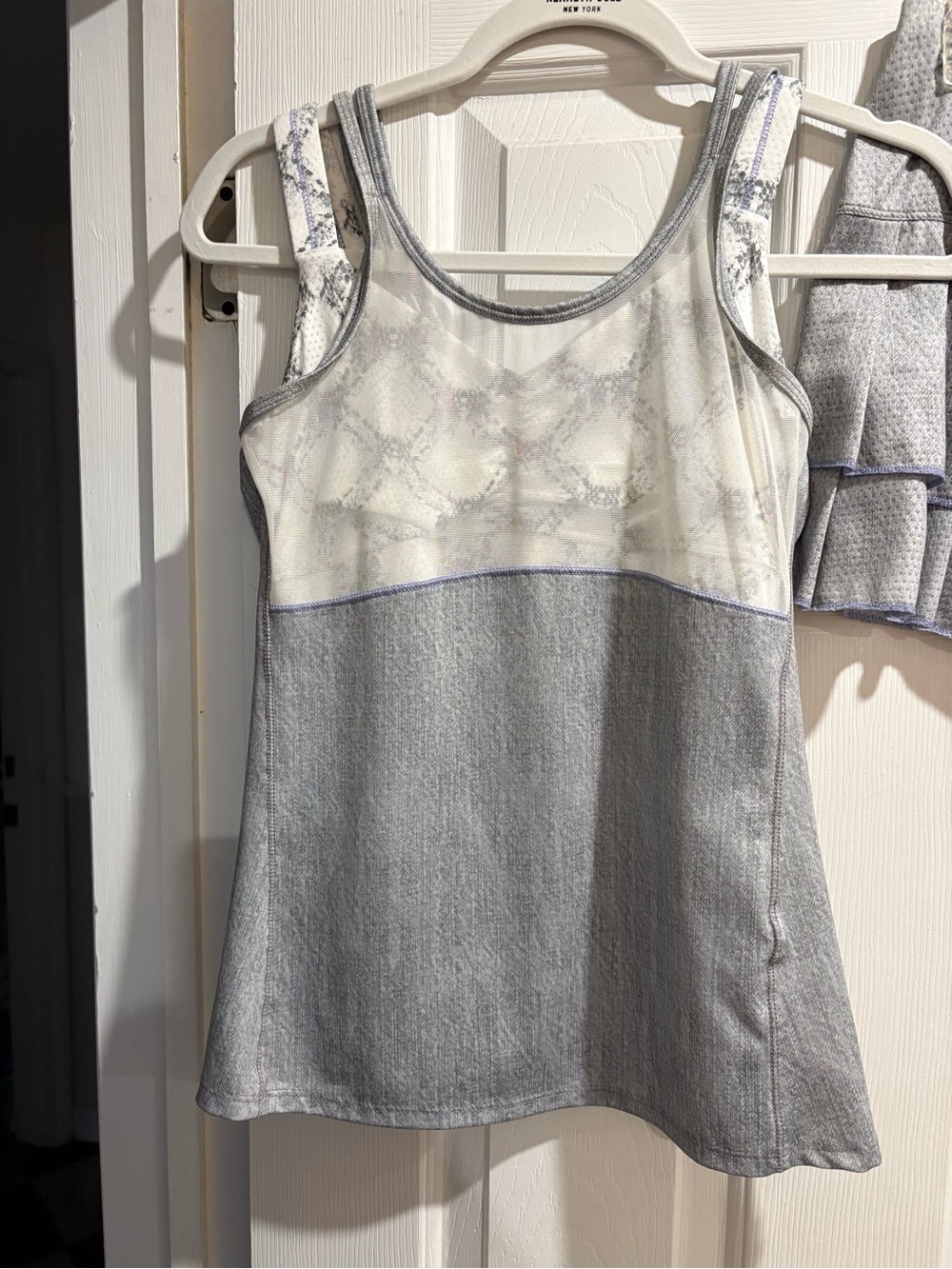 Lucky in Love Gray and White Athletic Tank Top